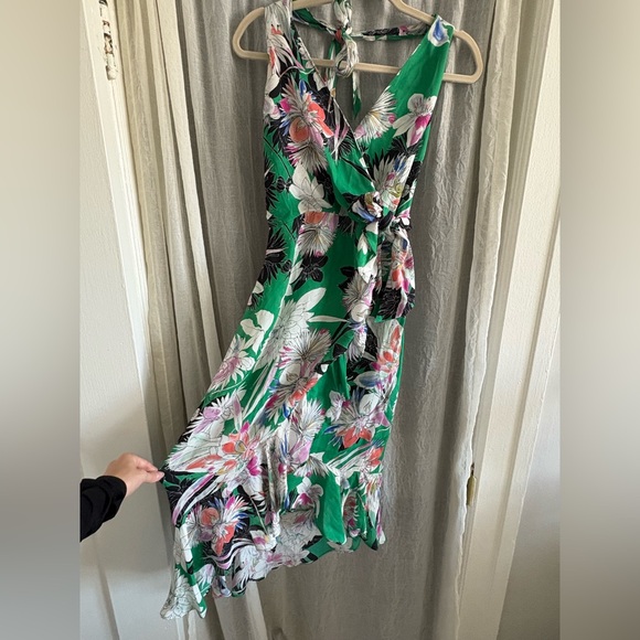 NWT Parker Addie Green Floral Halter High Low Midi Dress Size 8 - Picture 4 of 15